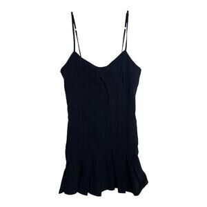 Pretty Little Thing Black Mini Dress Pleated Skirt Thin Strap Stretch Size US 4